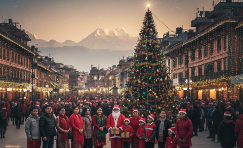 क्रिसमस पर्व मनाउँदै ईसाई धर्मावलम्बी