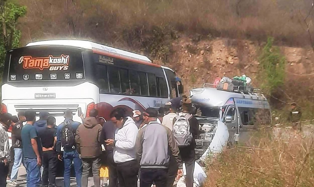 काठमाडौंबाट झापा आइरहेको गाडी दुर्घटना, १० जना घाइते