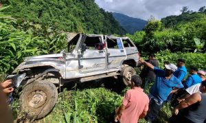 सडकबाट खस्यो बोलेरो, चालकसहित ७ जना घाइते
